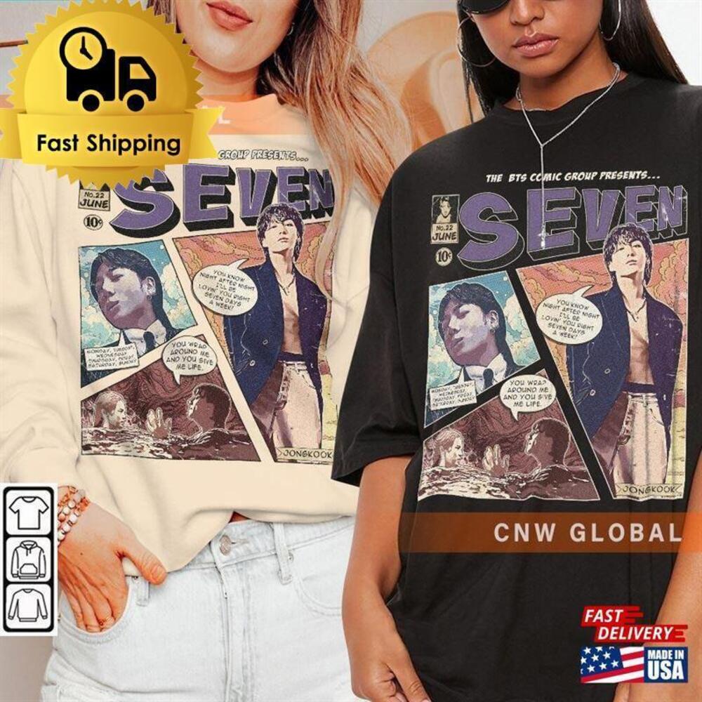 Jungkook Comic Shirt Kpop Art Seven Album Concert Tour Graphic Tee